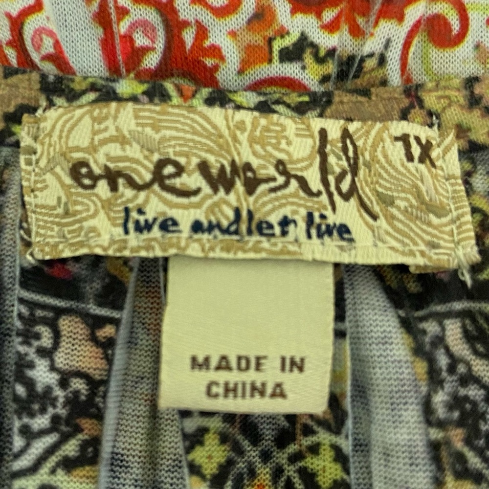 One World Live and Let Live Boho Tunic Top tie dye 1X - Picture 7 of 7